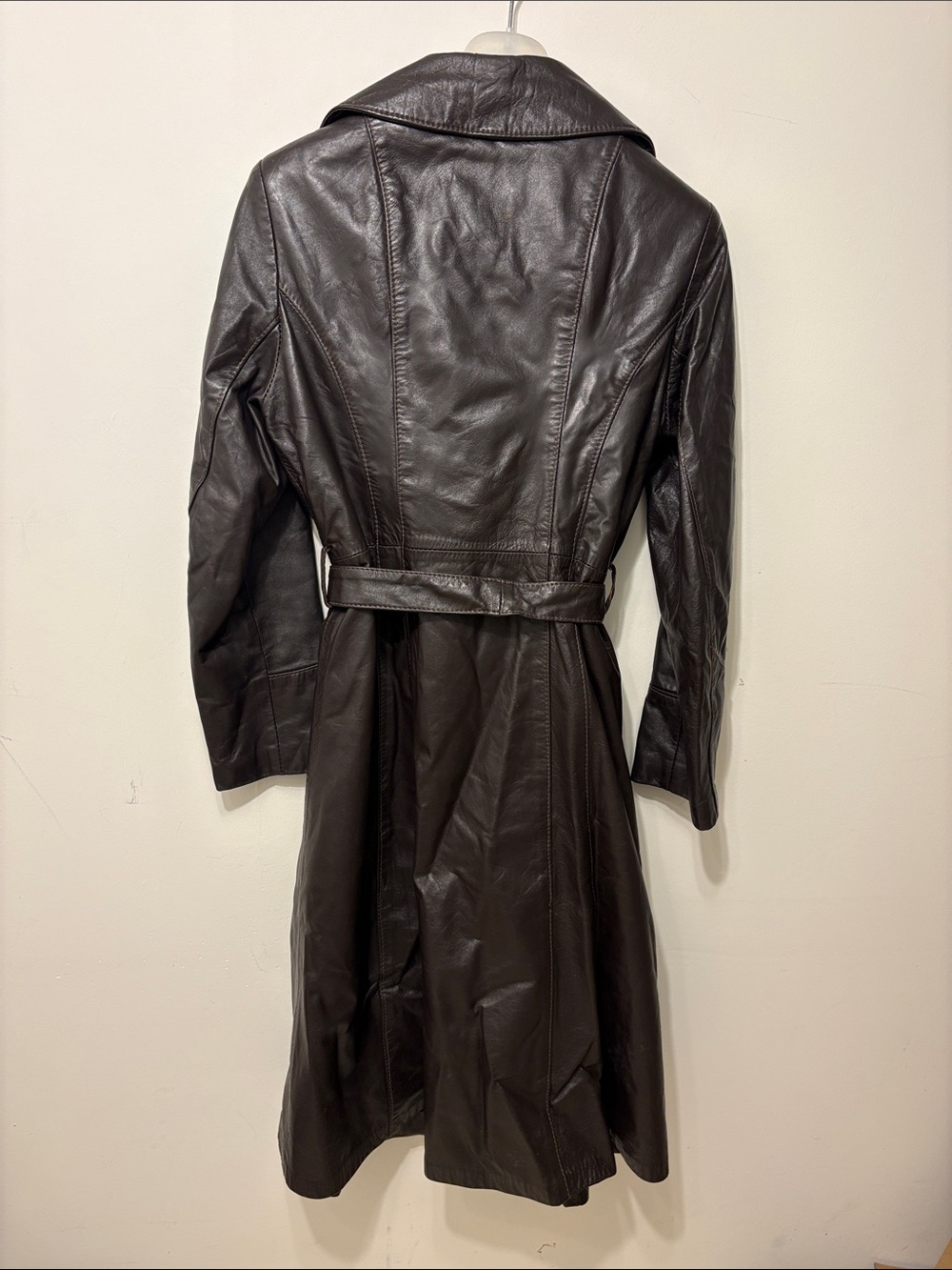 Classic Vintage - Women's Brown Leather Tailored Trench Coat - Belted - Picture 2 of 12